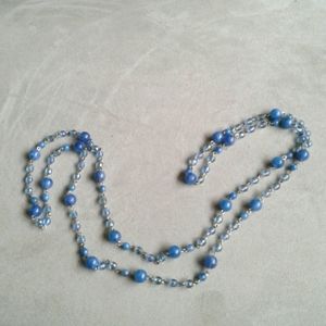 Vintage 50s blue beads with silvertone metal